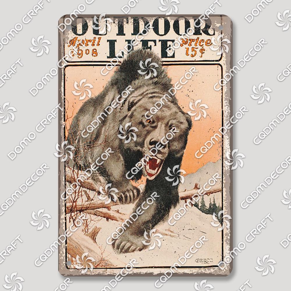 Hunting Metal Tin Signs, Ranger Shotgun Shells Vintage Poster, Retro Duck Elk Bear Metal Plaque, Club Farmhouse Home Wall Decor