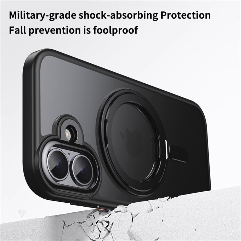 For iPhone 17 Case Compatible with MagSafe TPU+Acrylic+Metal Kickstand Matte Phone Cover