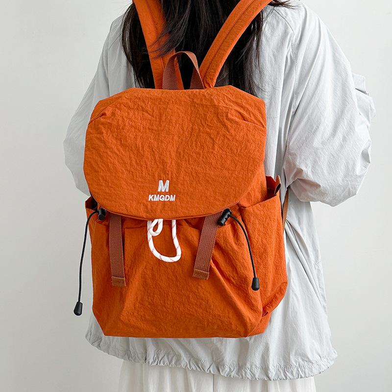 Drawstring Backpack Travel Contrast Backpack Lightweight Nylon Schoolbag