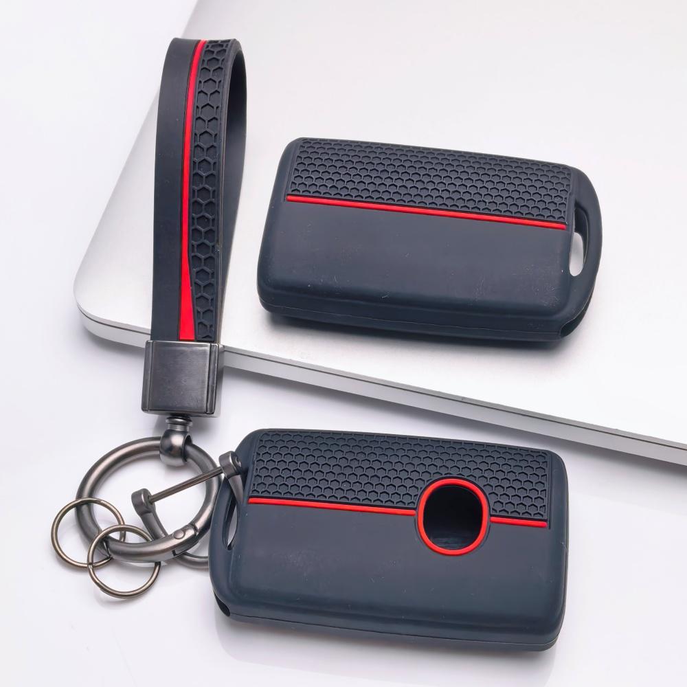 Silicone Key Fob Cover Compatible with Mazda 3 6 CX3 CX5 CX9 MX5 Miata Smart Key with 3 Buttons Lock Unlock and Hold Panic Function Soft Protective