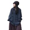 Women's Spring Loose-Fit Ramie Cotton Shirt with Distressed Irregular Splicing