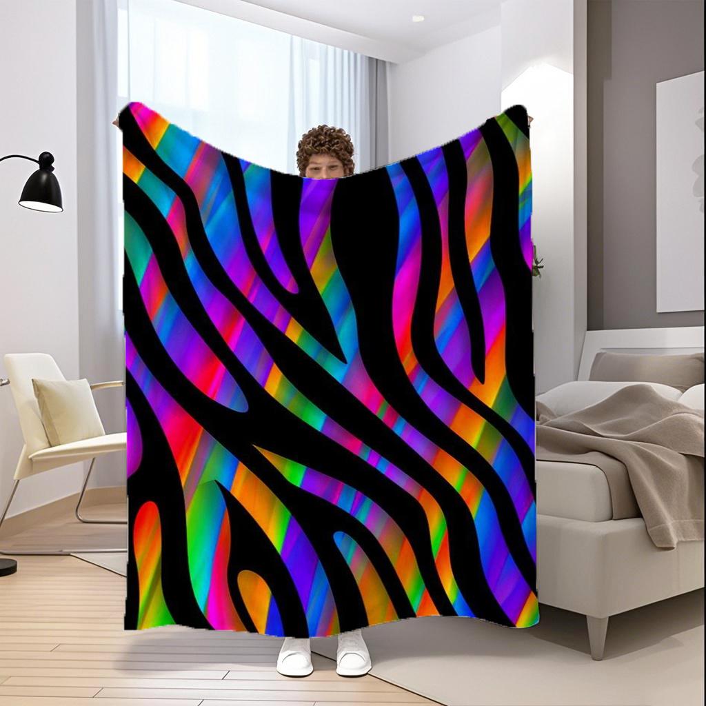Colorful Zebra Pattern Microfiber Flannel Cover Blanket Bedroom Living Room Sofa Soft And Comfortable Home Decoration