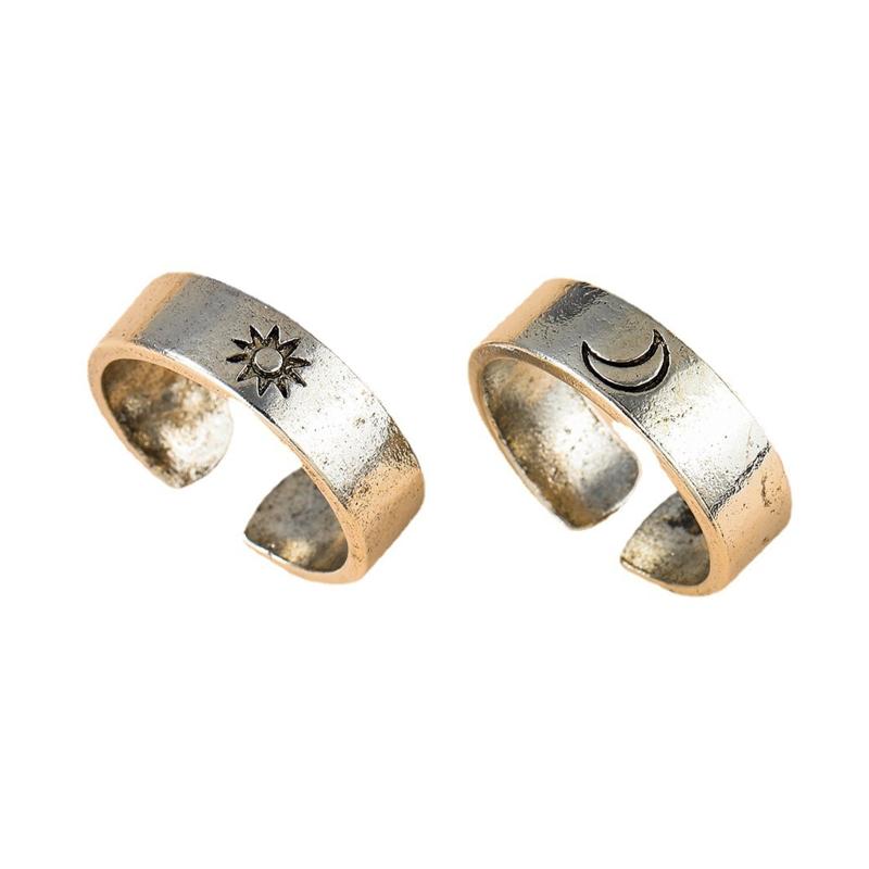 2Pcs Kiss Matching Ring Couple Friendship Lover Pair Ring Adjustable Rings Set Lovers Ring Jewelry Gift for Women Men
