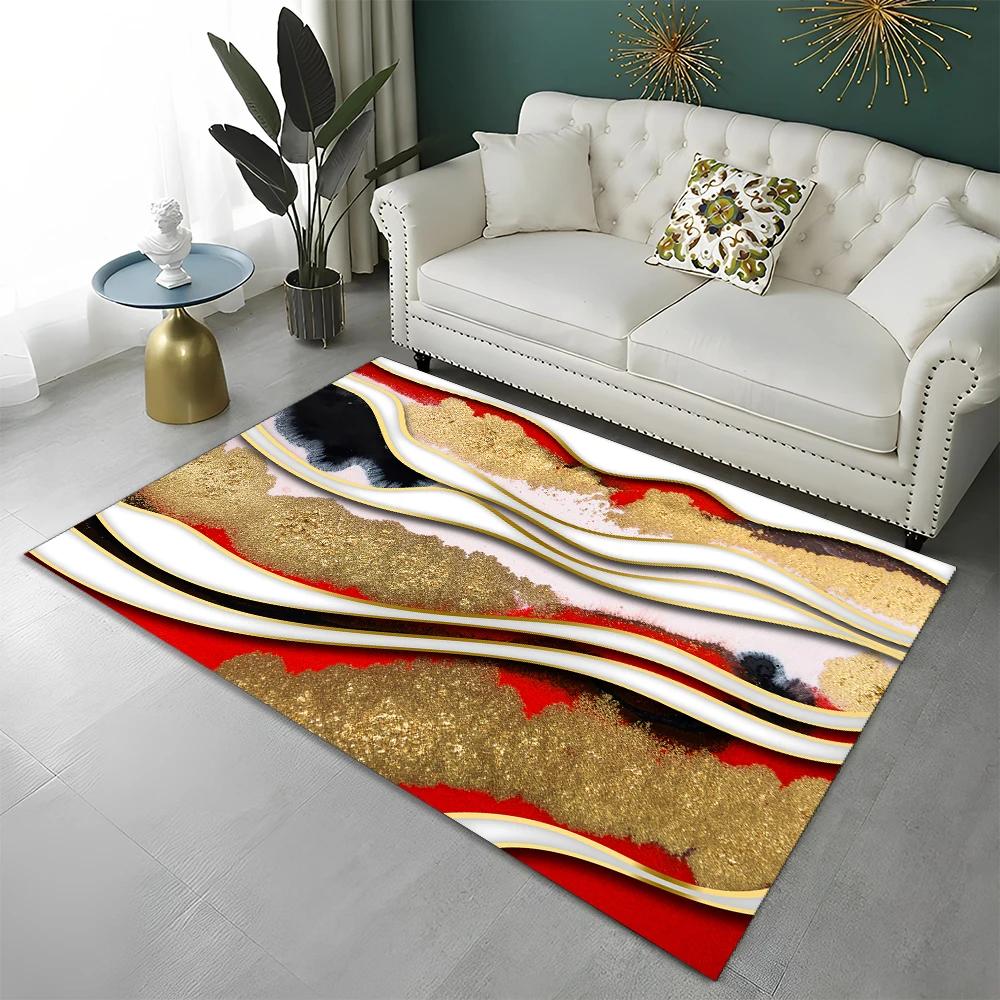 3D Colour Splendid Gold Nordic Marble Carpet Rug for Home Living Room Bedroom Sofa Doormat Decor,kid Area Rug Non-slip Floor Mat