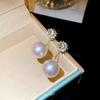 Elegant Retro Silver & Pearl C-Shaped Diamond Stud Earrings - High-End Fashion Accessories for Women