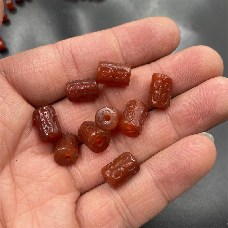Red Agate Scroll Carved Twisted Tube Beads, 8x12mm - DIY Jewelry Accessories