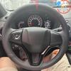 Hand-stitched Steering Wheel Cover Made Of Anti-slip Breathable Leather For Honda Fit City Jazz 2014 2015 HRV HR-V 2016