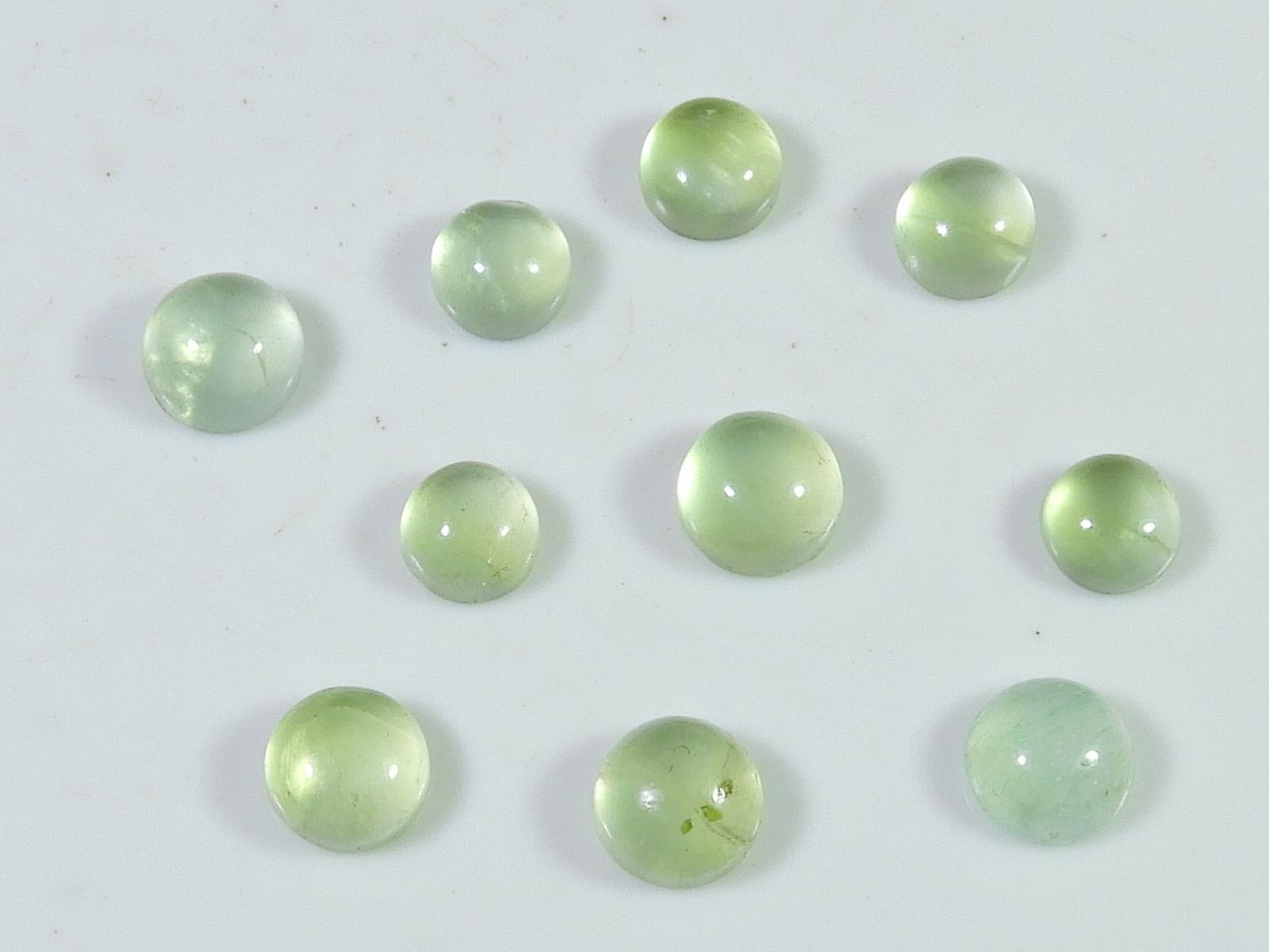 

13Cts. Natural Green Prehnite Round Cabochon Loose Gemstone 10Pcs Lot 6X6MM RQ-1944
