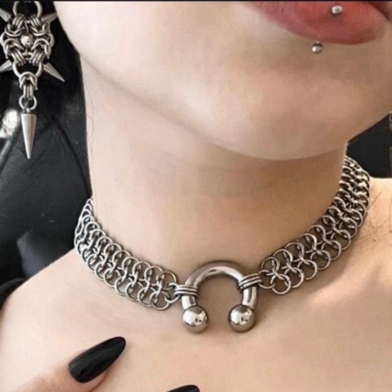 

Cross Splicing Necklaces Hip-Hop Gothic Punk Style Wide Chain Collar Choker For Women Tassel Pendant Necklace