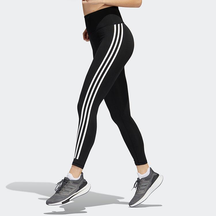 Adidas Opt Ticons 7/8 Training Striped Fitness Sports Leggings Women Bottoms Black H64211