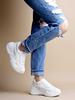 Chunky Platform Sneakers for Women Colorblock || Lace-Up Athletic Shoes with Wavy Sole Design Casual and Party