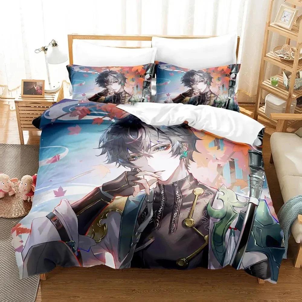 Comfortable Anime Print Duvet Cover Set With Duvet Cover And Pillowcases King Queen Twin Sizes For All Ages