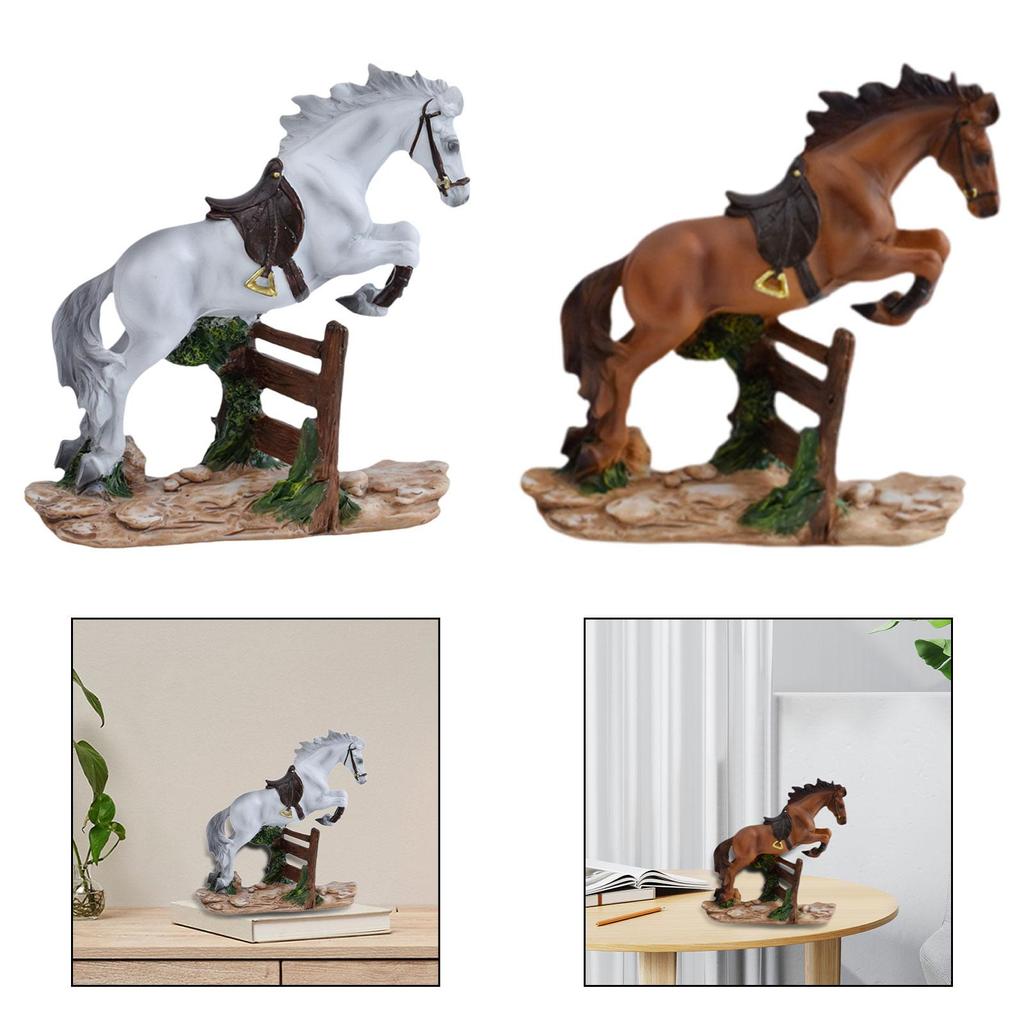 Horse Statue Modern Collectible Ornament Animal Sculpture Resin Figurine Desktop Decoration for Windowsill Living Room Shelf
