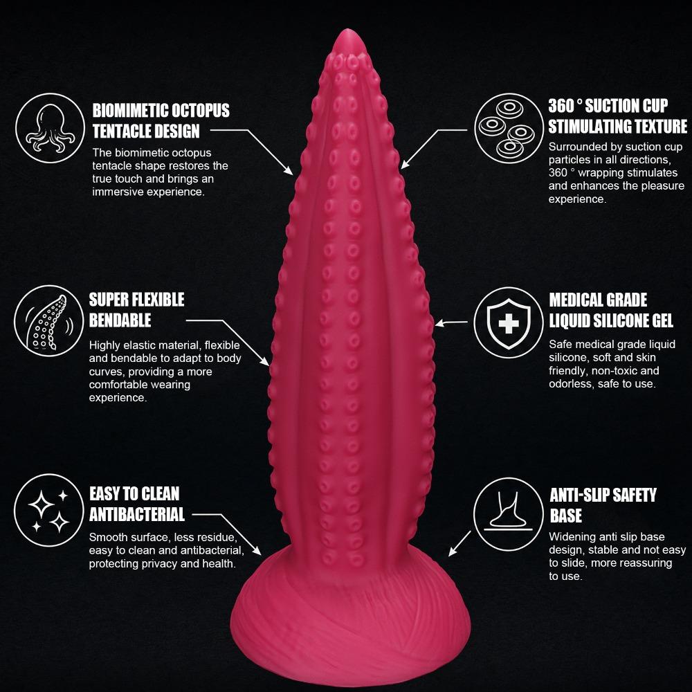 Extra Large Tentacle Silicone Prostate Massager, Flexible Fantasy Anal Plug for Men Adult G-Spot Stimulation, Sex Toys for Unisex Butt Plug