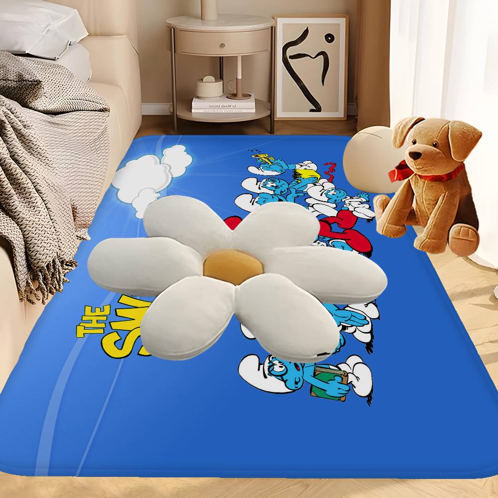 S-Smurfs Cute Door Mat Nordic Style Bedroom Living Room Doormat Home Balcony Anti-Slip Alfombra