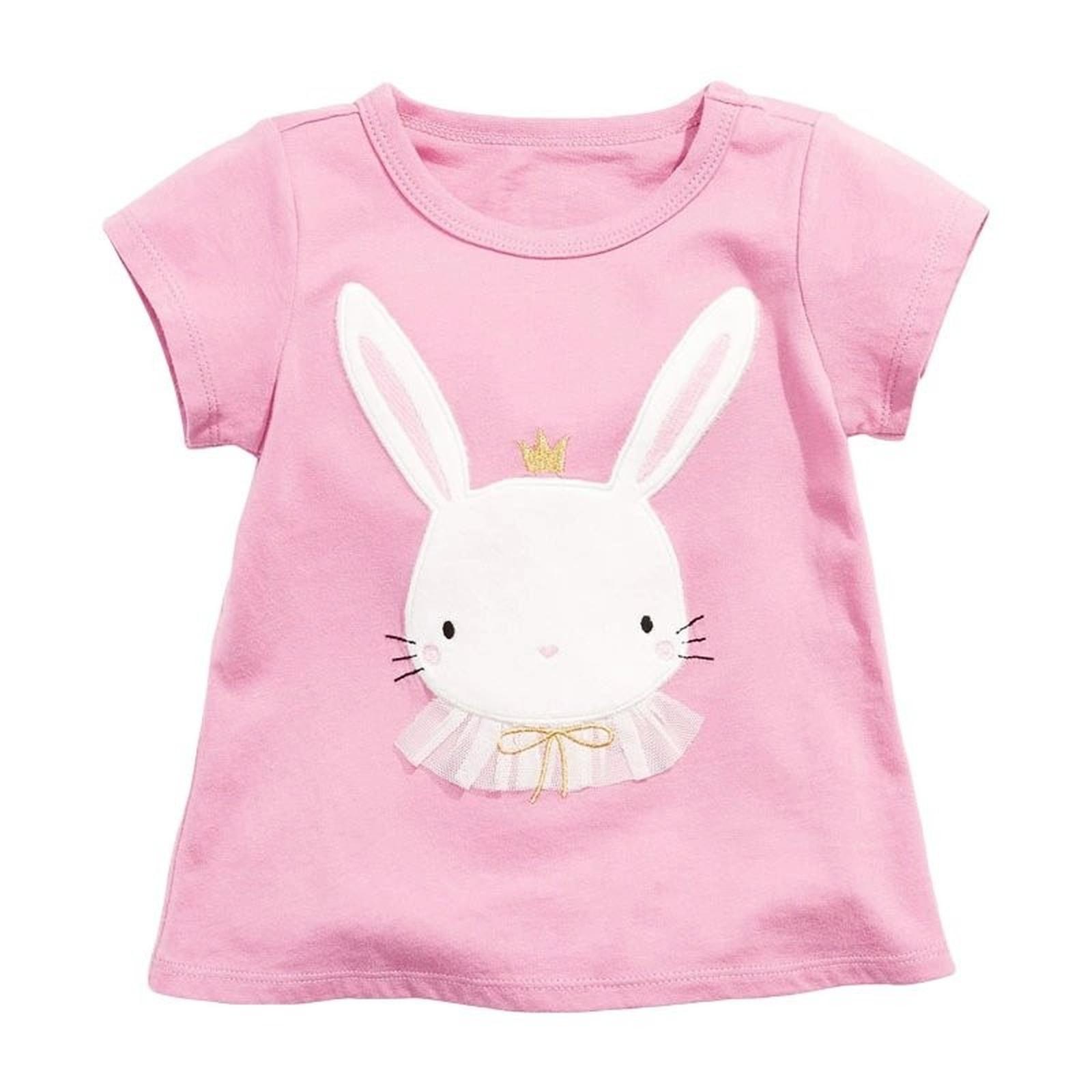 

Kids Short Sleeve Knit Cotton T-Shirt - Children s Casual Top 120 розовый