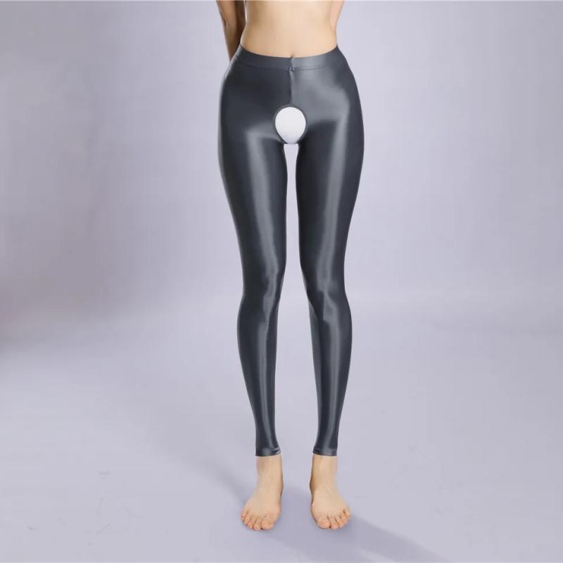 3 Größen Low Waist Damenstrumpfhosen Mit Offenen Zehen Glatte Haptik Nylon Strumpfhosen T-Schritt/Offener Schritt Öl Glänzend Pole Dance Clubwear