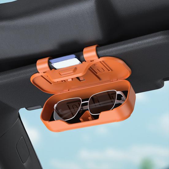 Car Visor Clip-On Storage Eyewear Case with Box Sun Visor Push-Open Cover Dustproof