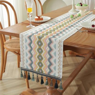 Modern Minimalist Fringe Trim Rectangular Tablecloth Runner Coffee Table Cover Sideboard TV Stand Cover