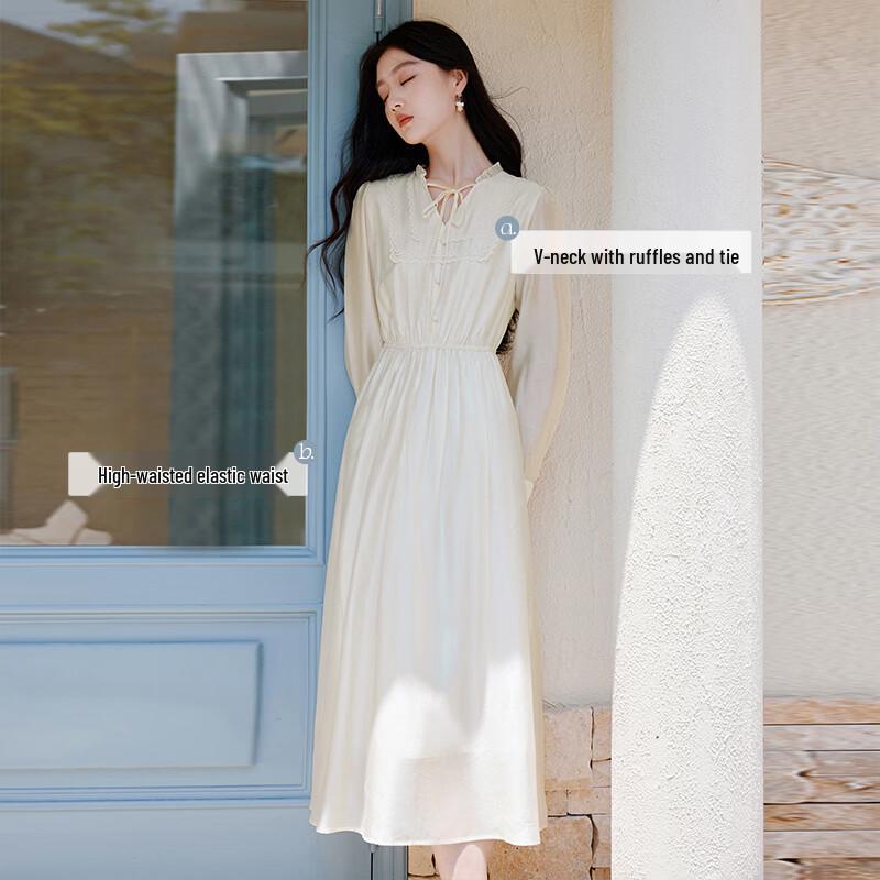 Women's French V-Neck Lyocell Tencel Midi Dress
