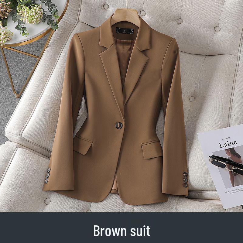 

Женский пиджак-костюм петит черного цвета - Повседневный блейзер высокого класса для осени/зимы 2025 2XL: 150-175cm/110-140kg кофейный