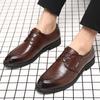 FashionLuxury Brand Men's Genuine Leather Shoes Pointed Groom's Wedding Shoes High-end Formal Shoes for Men's Business Work Non-slip