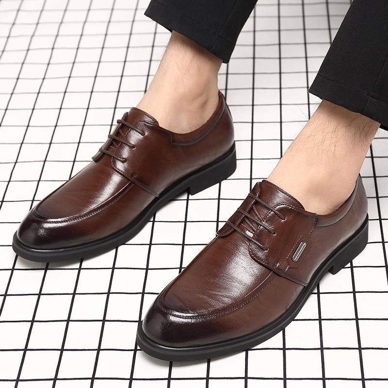 FashionLuxury Brand Men's Genuine Leather Shoes Pointed Groom's Wedding Shoes High-end Formal Shoes for Men's Business Work Non-slip