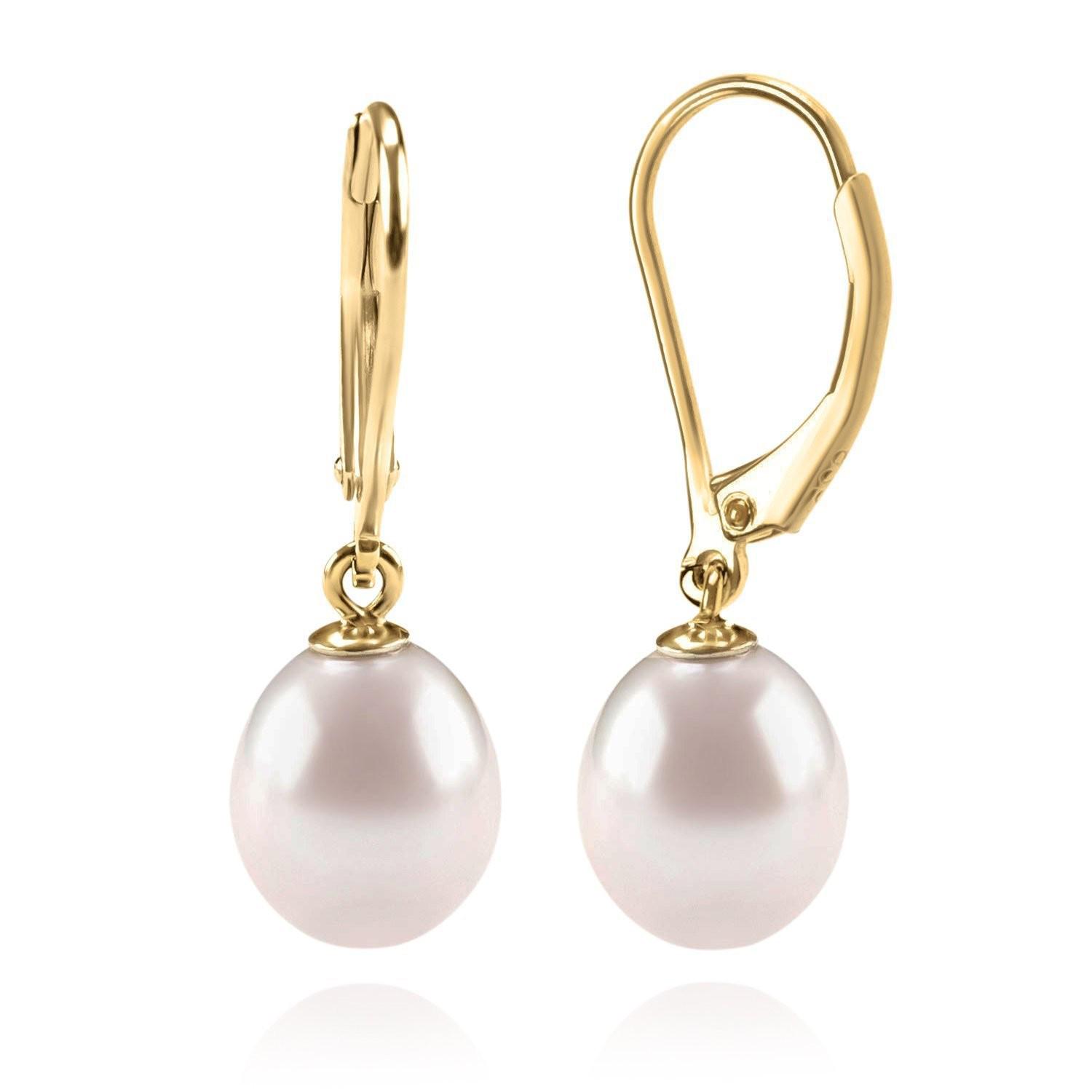 

French D-Buckle Gold & Silver Color Pearl Pendant Women s Earrings 5mm золотой
