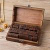 Retro Wooden Box Set: Uppercase & Lowercase English Alphabet and Number Stamps