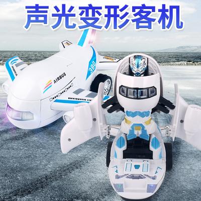 Children's Electric Sound And Light Aircraft Toy Universal Automatic Deformation Aircraft Simulation Airliner Model