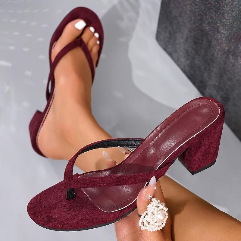 Fashion Summer Fashion Thick Heels Slippers Women Round Clip Toe Beach Casual Sandals Flip Flops Shoes Zapatos De Mujer