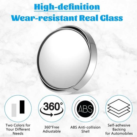 2Pcs Blind Spot Mirror Auto 360° Wide Angle Convex Rear Side View Car Truck SUV