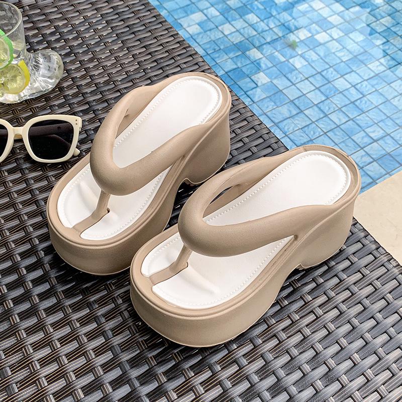 

Женские шлепанцы EVA на толстой подошве 2025 года: Нескользящие, увеличивающие рост летние модные туфли на платформе 36-37 хаки