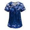 Women's Printing Uniform Work Uniform V-neck Pockets Basic Short Sleeve Pullover Top