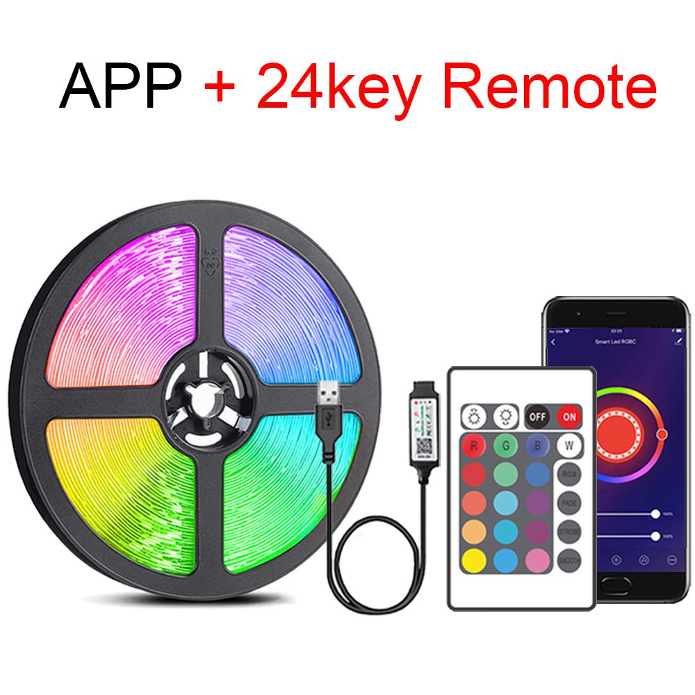 

Светодиодная лента RGB 5050 с управлением через Bluetooth-приложение USB 5 В, гибкая светодиодная лента для украшения комнаты, подсветка телевизора 1m