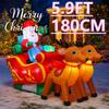 5.9FT LED Inflatable Christma Yard Decor Santa Sleigh with Reindeer Xmas Home Decoration Supplie Ornament Toy Gift Holiday Decor