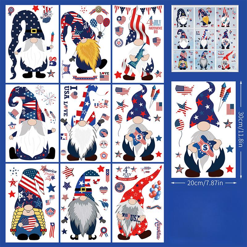 American Independence Day Dwarf Window Glass Door Electrostatic Sticker