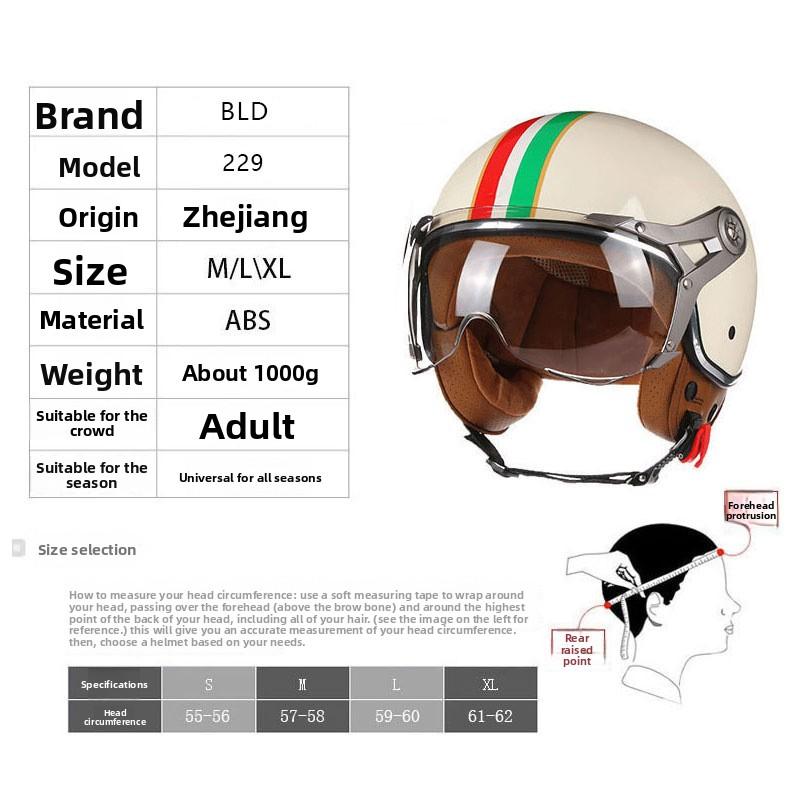 New Fashion DOT 3/4 Open Face Motorcycle Helmet for Men Women ABS Lightweight Vintage Scooter Half Helmet Casco De Moto