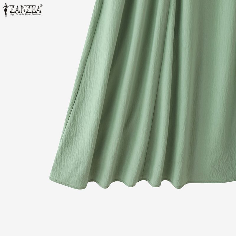 ZANZEA Women Casual Square Collar Summer 3/4 Sleeve Dress