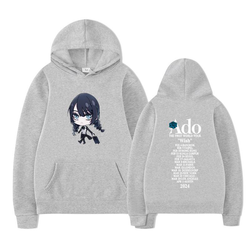 Ado Wish Merch The First World Tour Japan Singer Crewne Men Hoodie Vintage Unisex Pullover Graphic Hoody Tops Clothing
