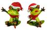 Christmas Frog Figurine In a Santa Hat