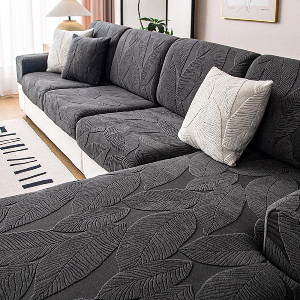 1PC Waterproof Jacquard Sofa Cover with Leaf Pattern Luxury Elastic Sofa Seat Cushion Covers Living Room Solid Sectional Covers