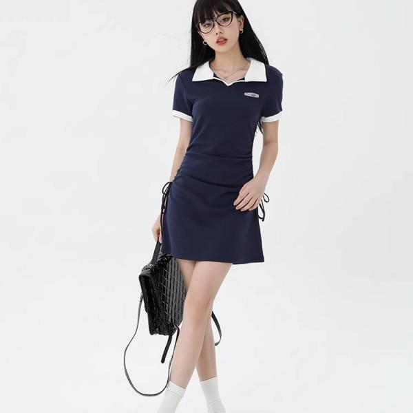 2025 High-End Spicy Girl Summer Bodycon Dress: Sexy Polo Collar Mini Skirt for Women