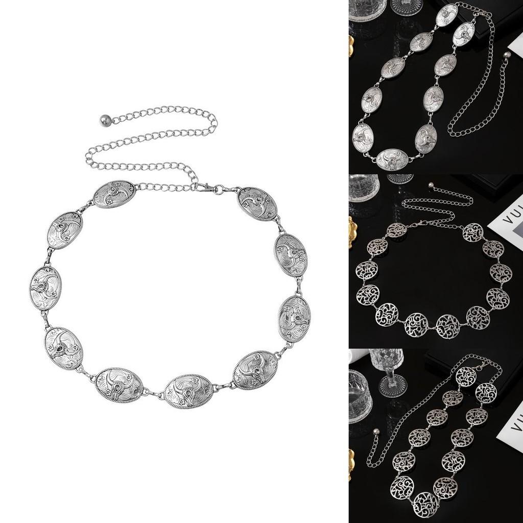 Vintage Boho Metal Waist Belt With Hollow Leaf Design For Summer Fashion