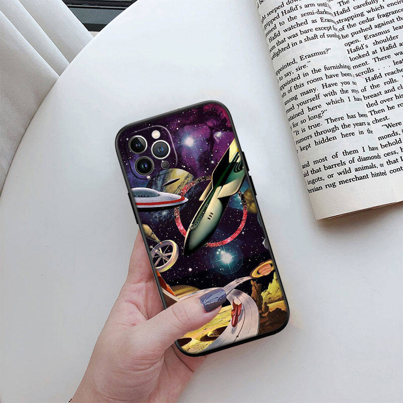 MH140 Space Alien UFO Phone Shell Case for iPhone 7 8 11 12 13 14 15 16 17 16E XS Pro Max XR X SE Air