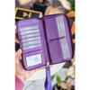 Rukojeť na zápěstí Tilburg Vzor pletení ze slámy Švestková Fialová Portfolio Peněženka s velkým množstvím držáku na karty