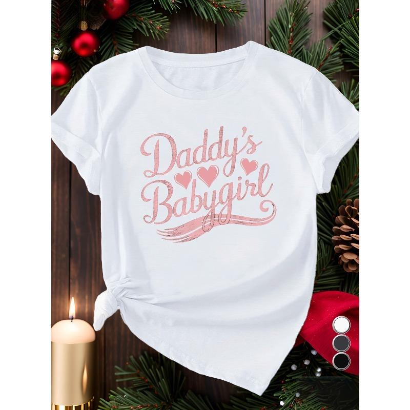 

Daddy s Youngsters Graphic Tee - Women s Plus Size Casual Short Sleeve T-Shirt with Heart Design, Soft co t t ton Fabric, Round Neck S белый