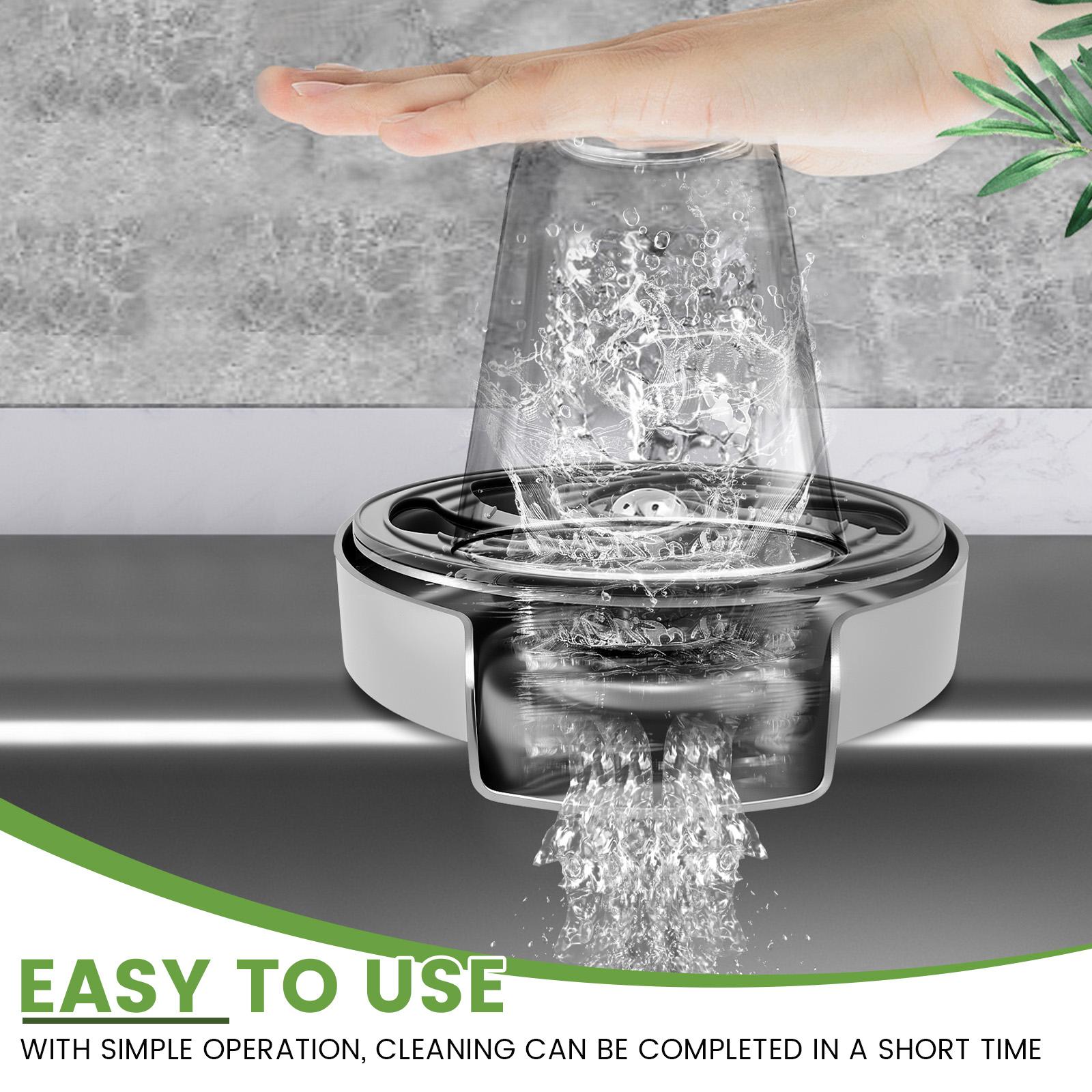 Cup Rinser Sink Attachment High Pressure Jet Glass Rinser Cleaner Universal Sink Glass Washer Stainless Steel Bottle Rinser
