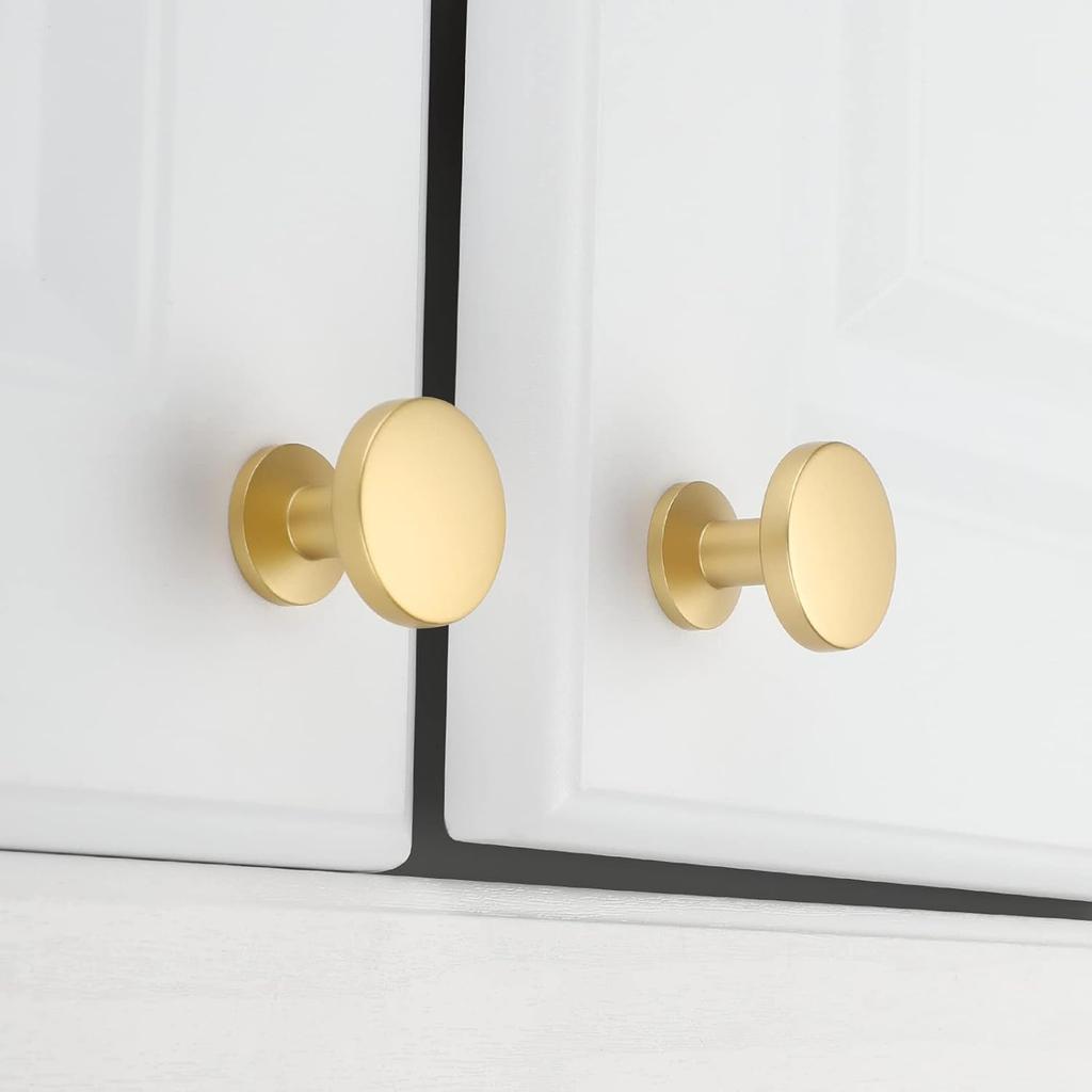 Homdiy 5 Pack Cabinet Knobs Gold Dresser Drawer Knobs - Brushed Brass Cabinet Pulls Kitchen Cabinet Hardware
