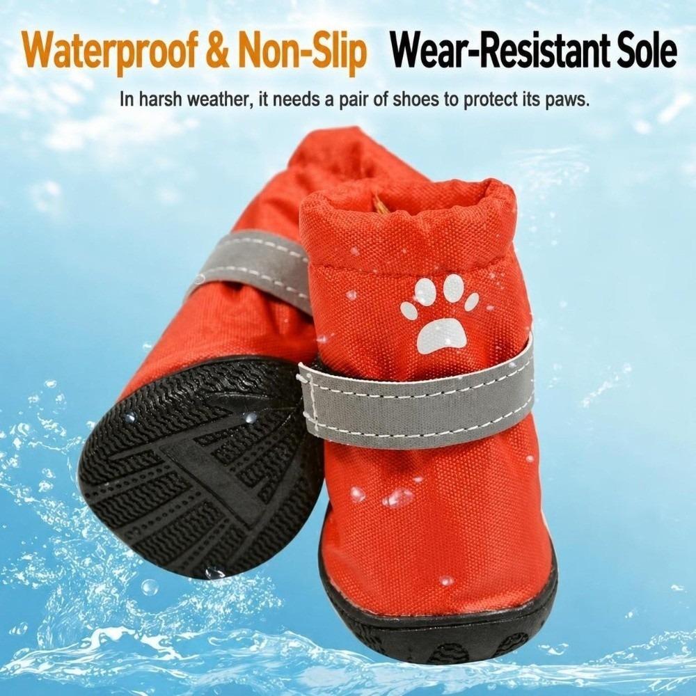 4Pcs Anti-Slip Dog Shoes Waterproof Dog Footwear Fashion Pet Boots Puppy